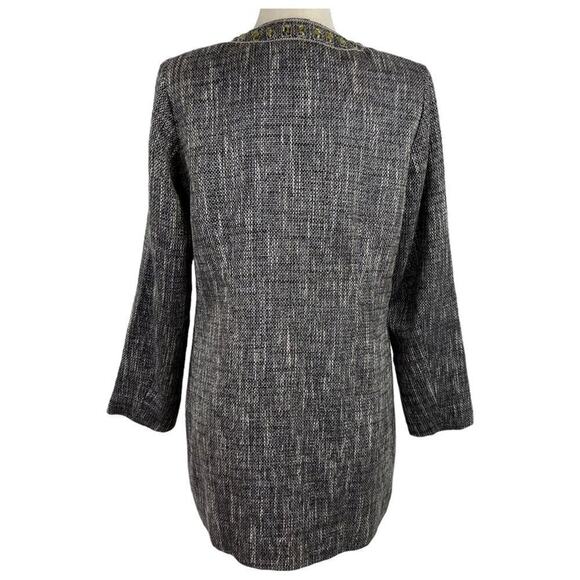 Chico's Embellished Gem Duster Jacket Tweed Dressy Long Cardigan Size Small - Picture 10 of 13